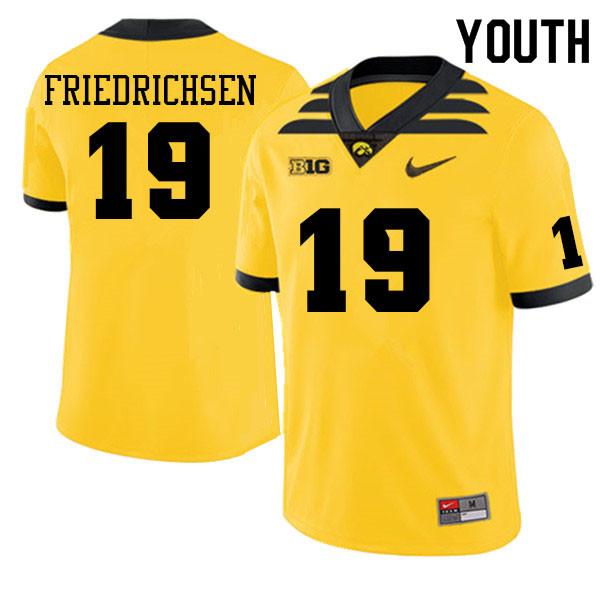 Youth #19 Graham Friedrichsen Iowa Hawkeyes College Football Alternate Jerseys Sale-Gold - Click Image to Close